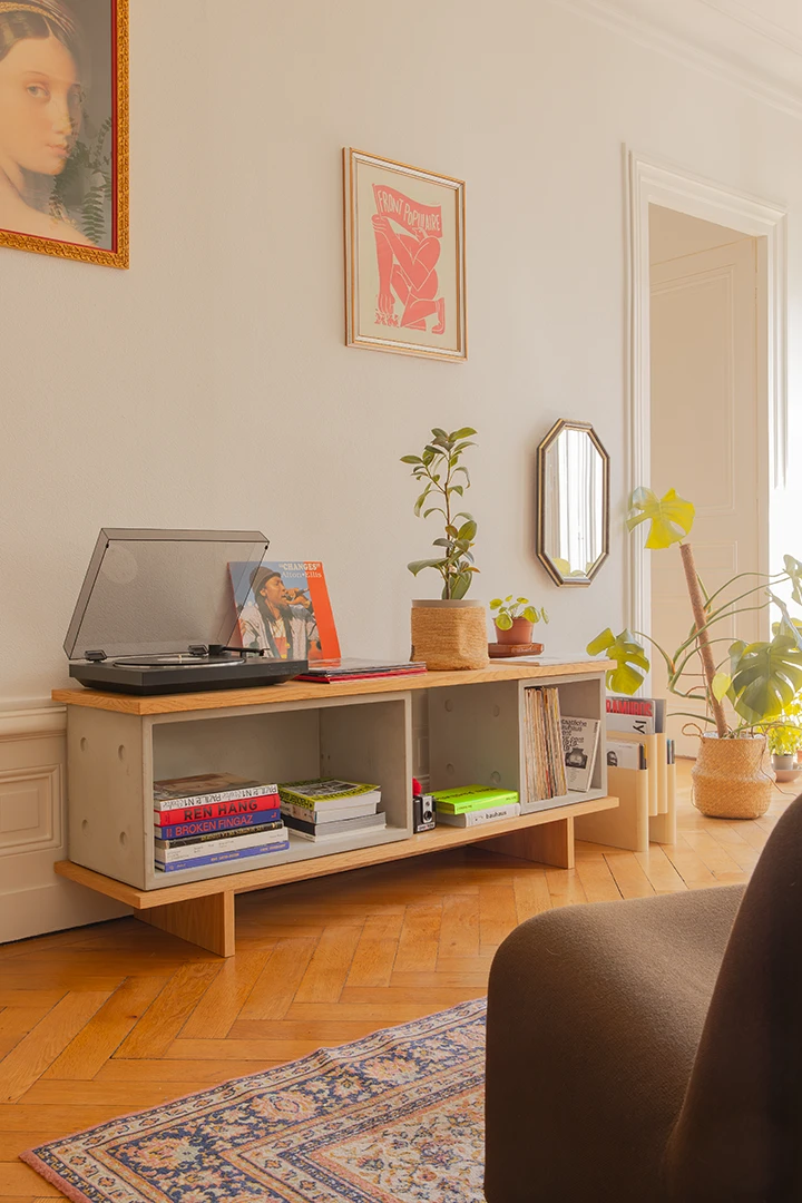 Concrete and oak furniture