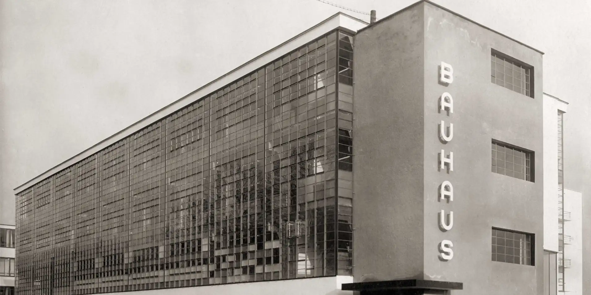 Bauhaus Dessau building, glass facade designed by Walter Gropius, 1926
